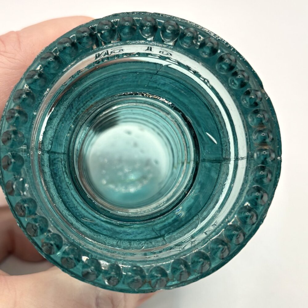 Vintage Hemingray No. 12 Aqua Blue Glass 4" Insulator Patented MAY 2 1893 - Picture 8 of 11
